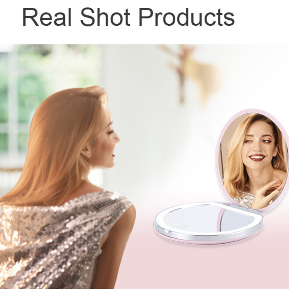 LED Vanity Mirror 2X Magnification Double Sided Foldable Makeup Mirror