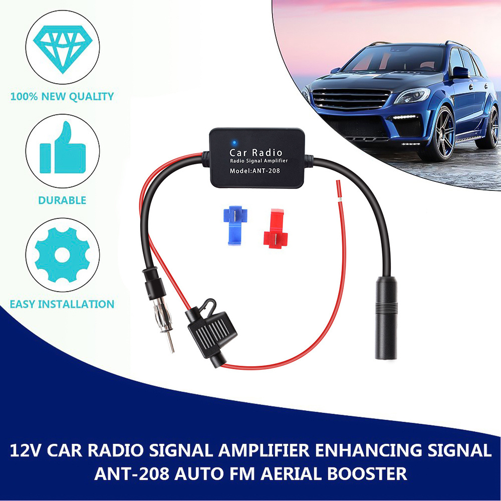 ANXPTIME Universal Practical FM Amplifier Anti-Interference Antenna Radio  FM Booster 88-108mhz Amp for 12V 24V Auto Radio Antenna Booster Amplifier