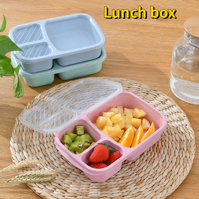 Divided Lunch Box, Wheat Straw Dinnerware Food Storage Container