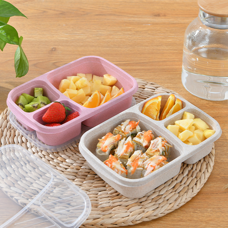 Divided Lunch Box, Wheat Straw Dinnerware Food Storage Container, Portable  Bento Box, Microwave Safe, Picnic Camping Food Fruit Container, Leakproof  Food Container, For Teenagers And Workers At School,canteen, Back School,  Home Kitchen