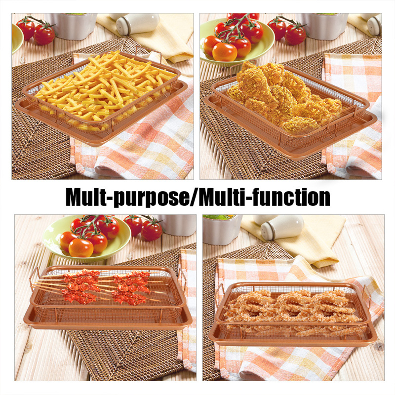 Non stick Baking Tray With Grill Crispy Basket - Temu