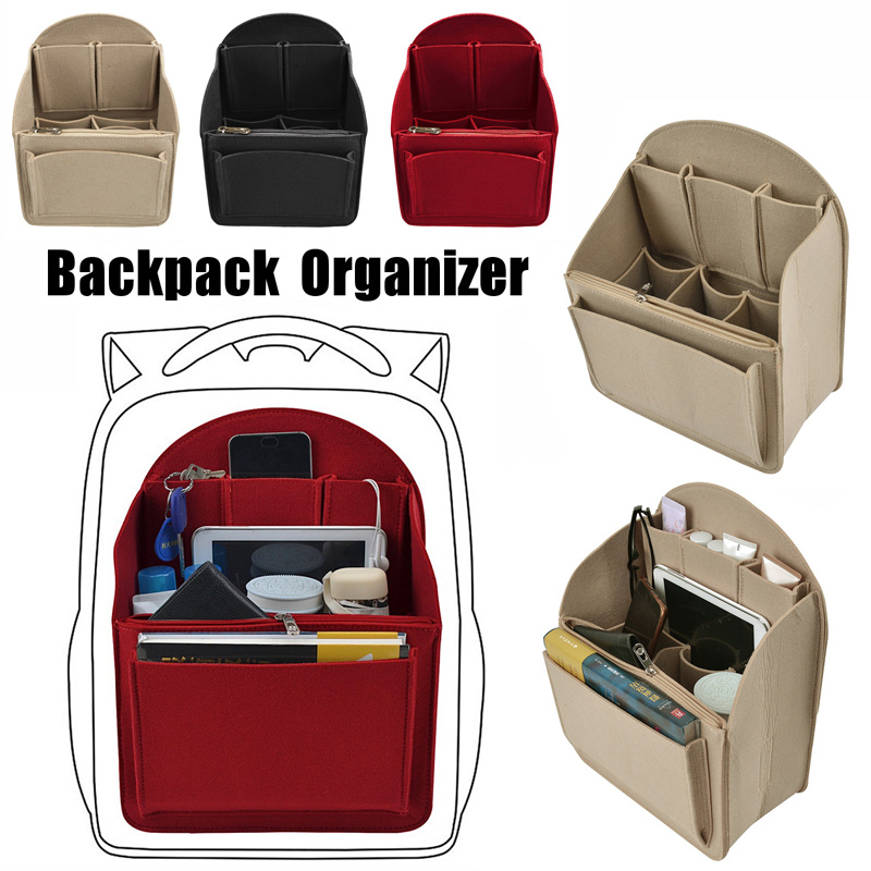 Backpack Insert Storage Bags, Travel Organizer Felt Bag Insert Cosmetic Bag,  Multi-pockets Student Backpack Liner Bags Accessories - Temu