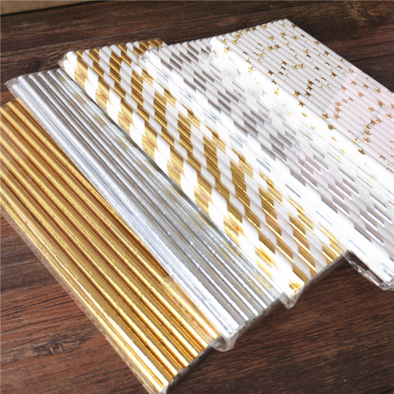 Buy Metallic Gold Snowflake Print Stirring Straws