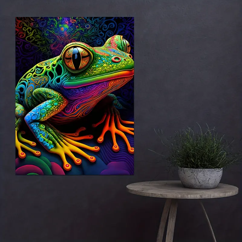Psychedelic Frog Oil Printed - Colorful Poster Temu Art Painting