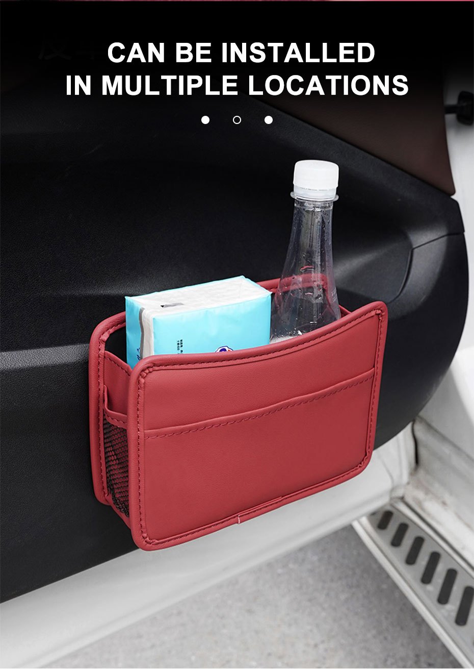 PU Leather Car Seat Side Storage Hanging Bag Multi-Pocket Drink