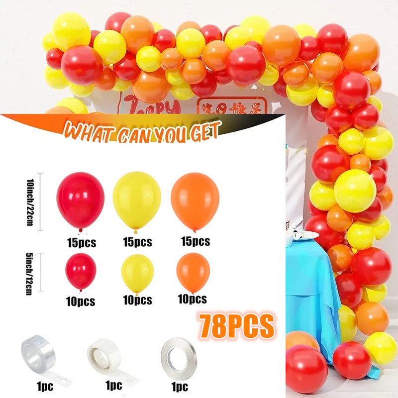 Kit de arco de guirnalda de globos rojos, amarillos y naranjas, 122 globos  naranjas, amarillos, rojos para camiones de bomberos, cumpleaños, boda