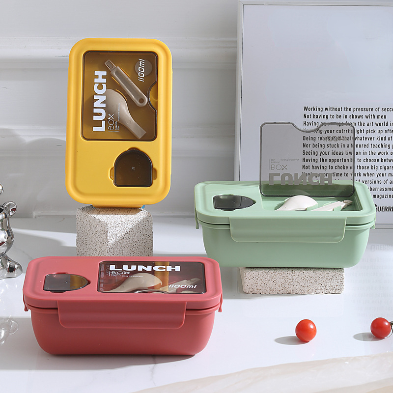 Boîte à lunch spéciale en plastique pour four à micro-ondes, récipient  rectangulaire, boîte à lunch scellée, boîte à repas rapide avec double