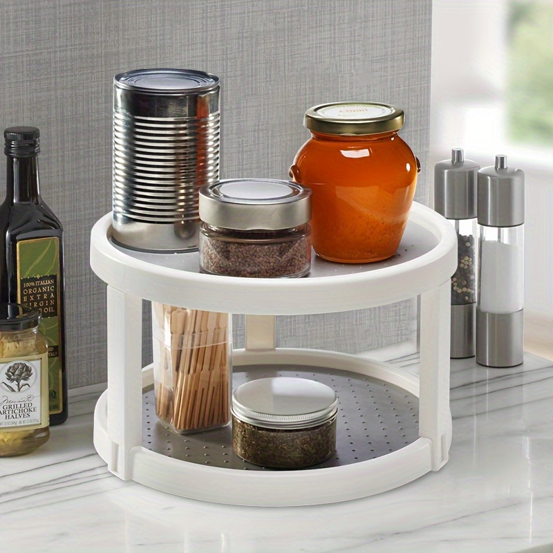 1pc Turntable Shelf Kitchen Storage Rack Non-slip Rotating Shelf