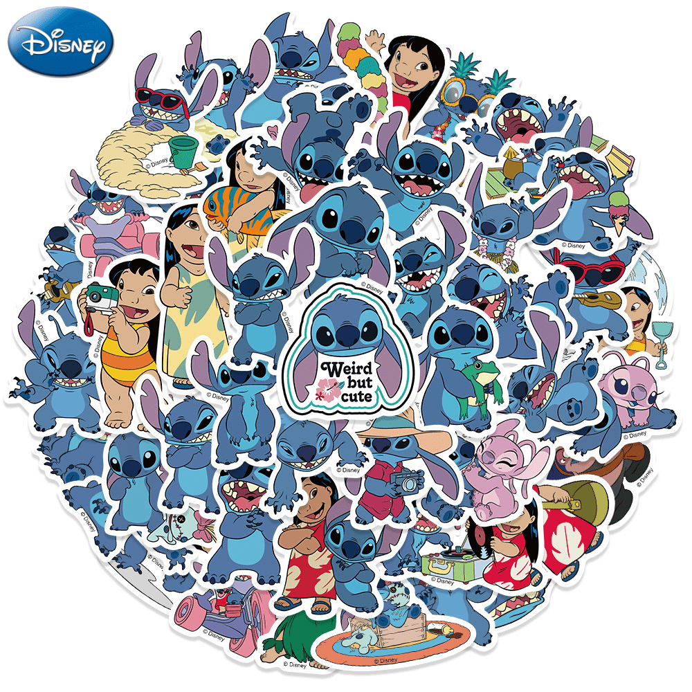 

Disney Officially Licensed Stitch Stickers 50pcs Per Pack Merchandise Original Cute Colorful Waterproof For Phone Water Bottles Skateboards & Notebooks, Laptop Easter Gift