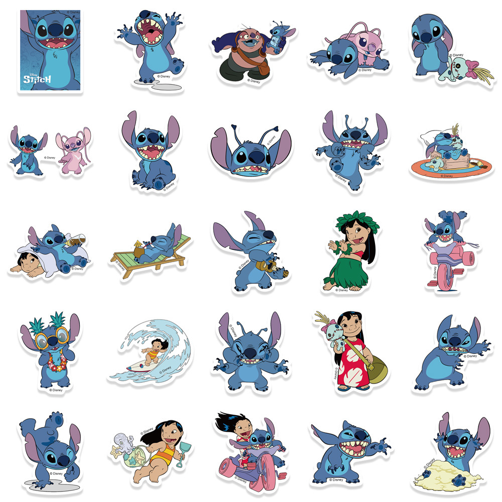 Disney Officially Licensed Stitch Stickers 50pcs Per Pack Merchandise  Original Cute Colorful Waterproof For Phone Water Bottles Skateboards &  Notebook