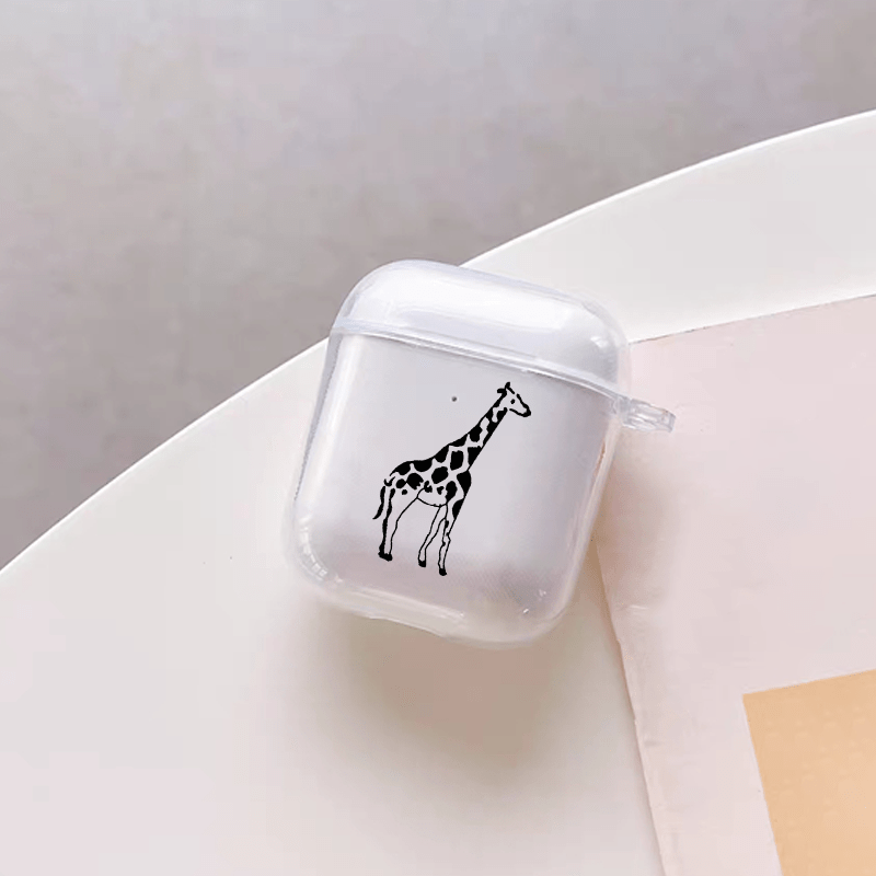 Black & White Giraffe Graphic Pattern Headphone Case For Airpods1/2,  Airpods3, Pro, Pro (2nd Generation), Gift For Birthday, Girlfriend,  Boyfriend, Friend Or Yourself, Black Anti Fall Silicon For Headphone Case -  Temu