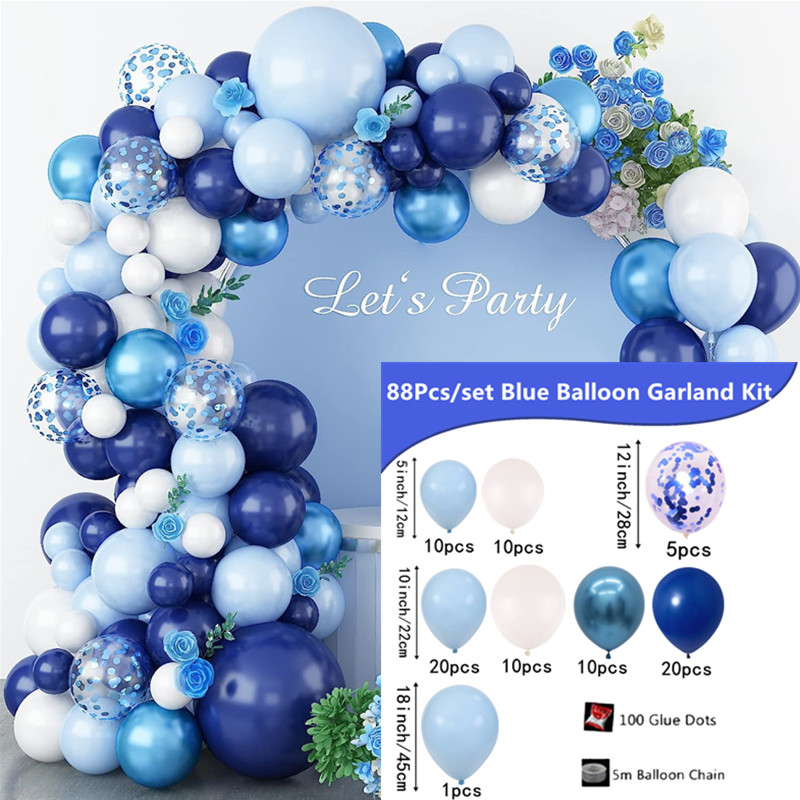 142pcs Blue Pink Balloons Garland Arch Kit Chessboard Foil for