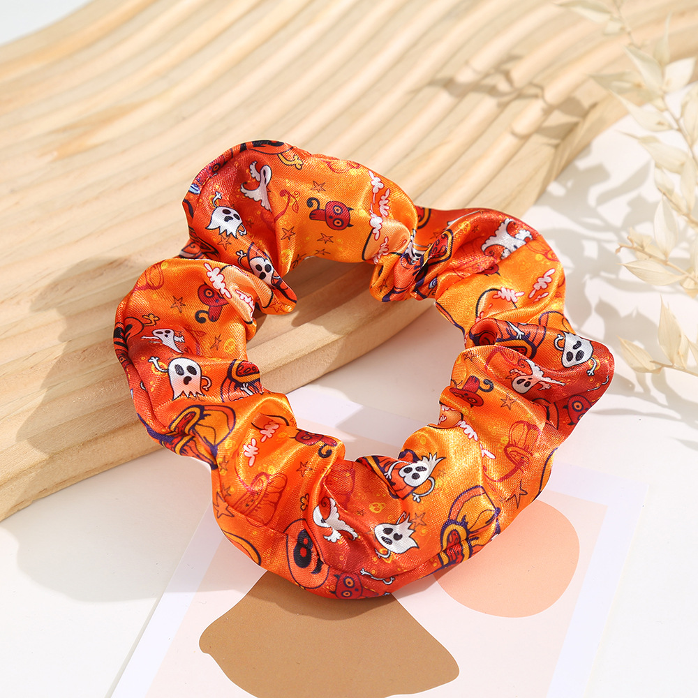 Halloween Hair Scarves Tie Pumpkin Skull Pattern Hair Ring Ponytail Holder  Hair Rope Women Girls Hair Accessories - Temu