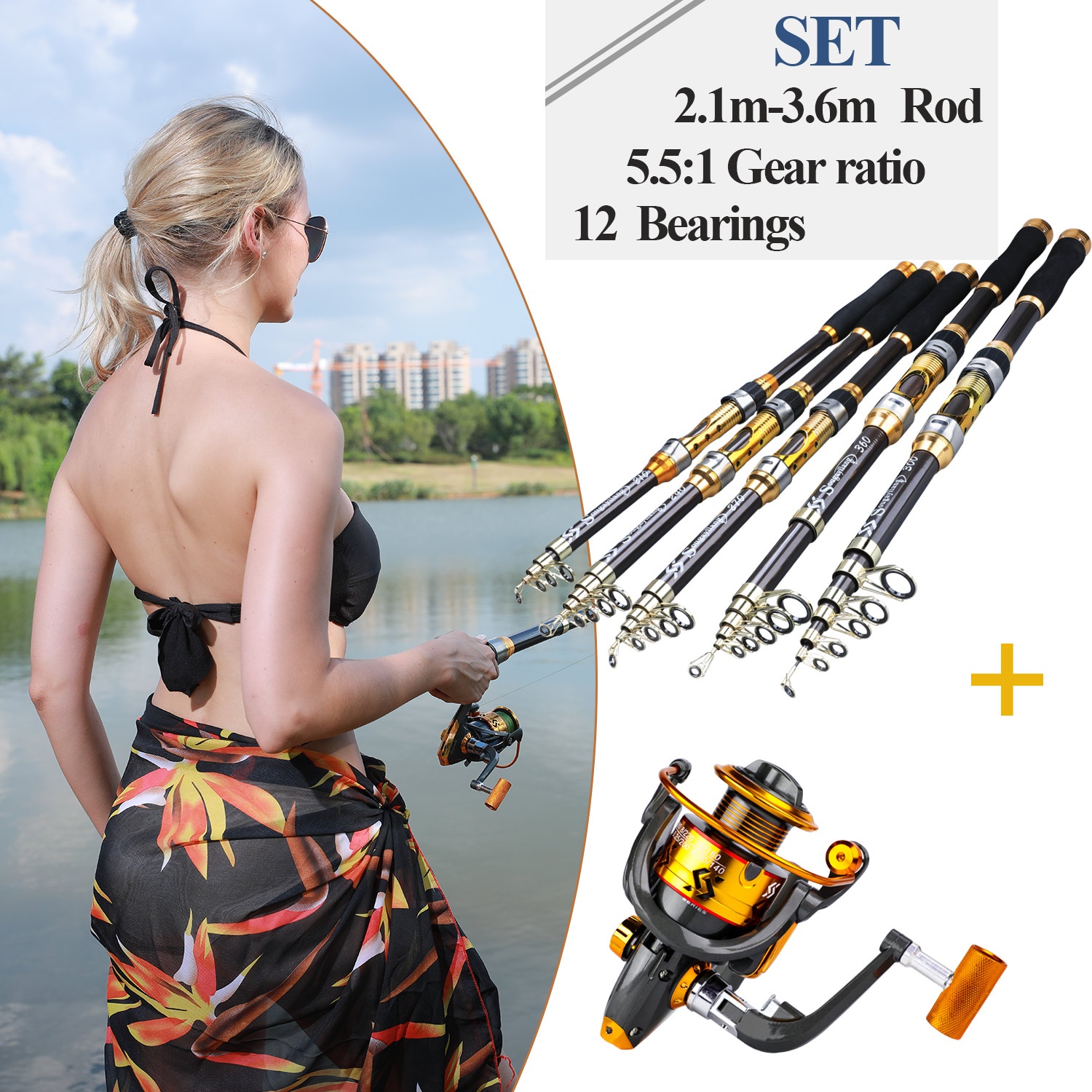 Leisure Sports 65 Telescopic Fishing Rod And Size 20 Spinning