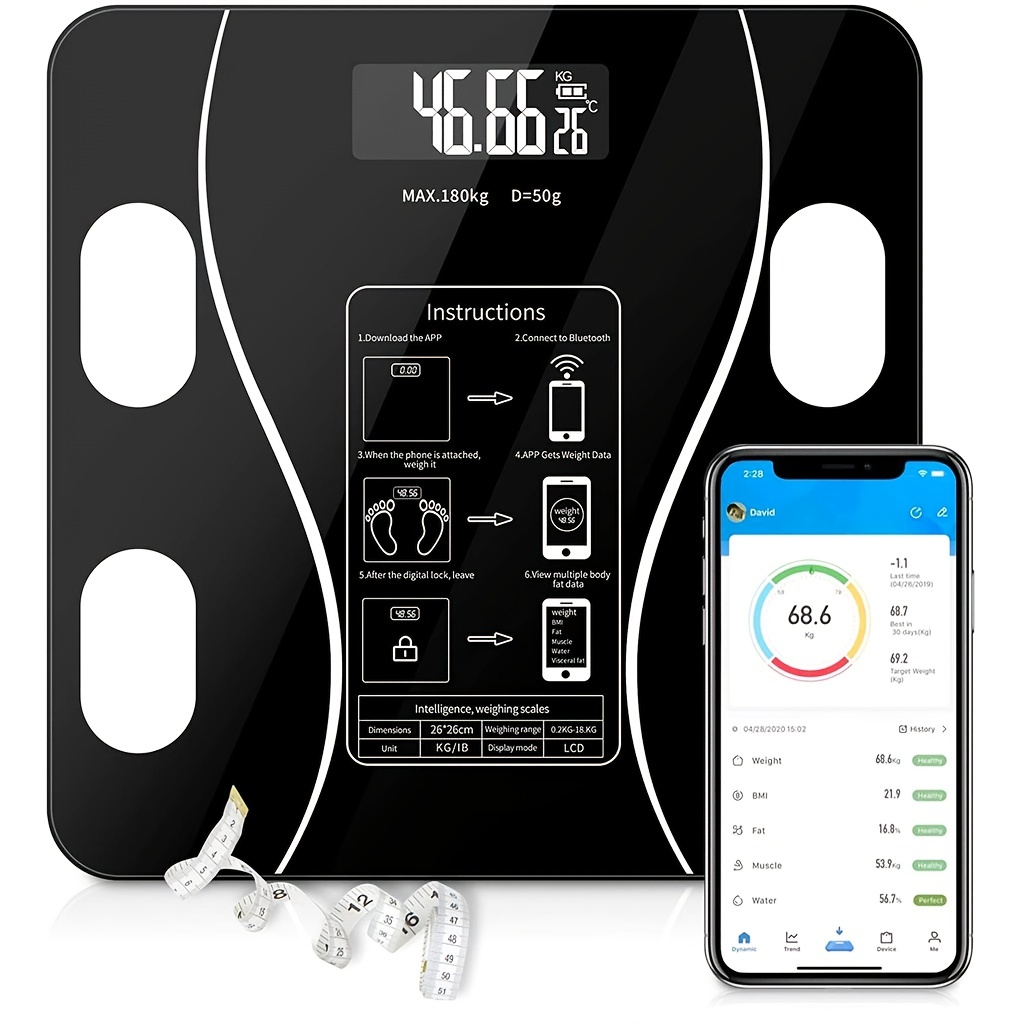 Body Fat Scale, Smart Wireless Digital Bathroom BMI Weight Scale, Body  Composition Analyzer Health Monitor with Tempered Glass Platform Large  Digital Backlit LCD with Smartphone App,Rose 