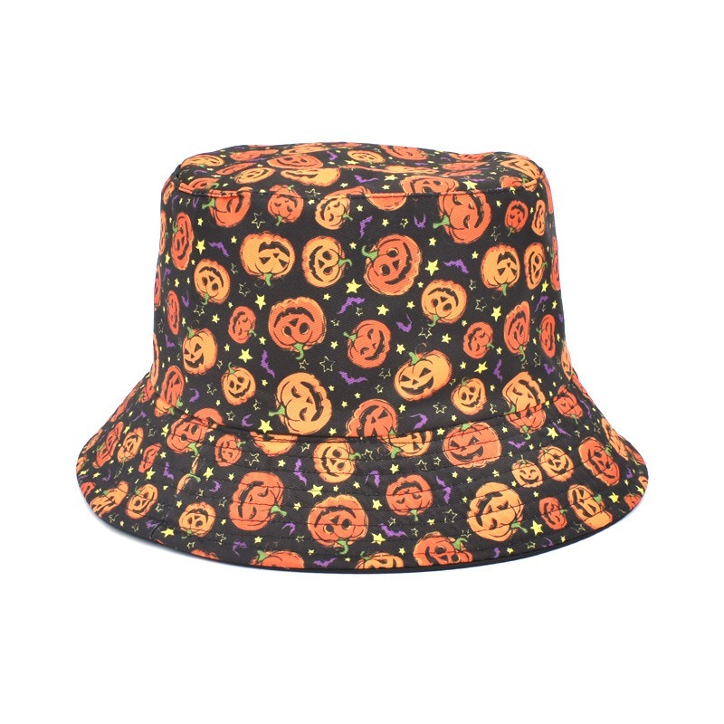 Unisex Halloween Pumpkin Fashion Bucket Hat Summer Fisherman Cap Outdoor  Sun Hats for Men Women Teens