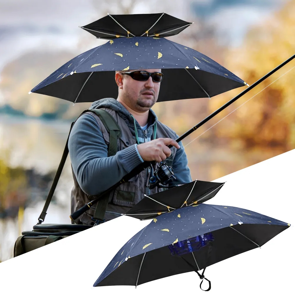 1 Grand Parapluie De Camping Réglable Mains Libres, Parapluie Pliant  Imperméable À Double Couche De Protection UV Pour La Pêche, Le Cyclisme, Le