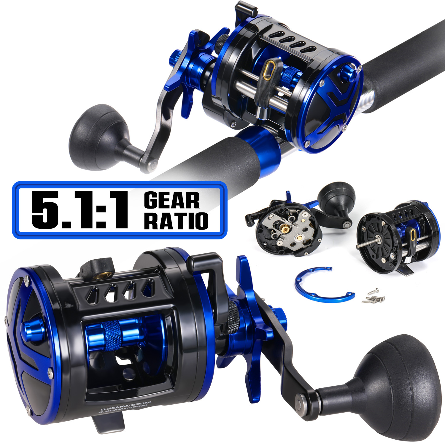 5.1:1 Gear Ratio Metal Reel Baitcasting Fishing Reel Portable for Fishing  Lover
