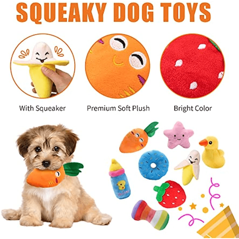 8 Pack Puppy Toys, Squeaky Plush Dog Toys for Small Dogs, Cute