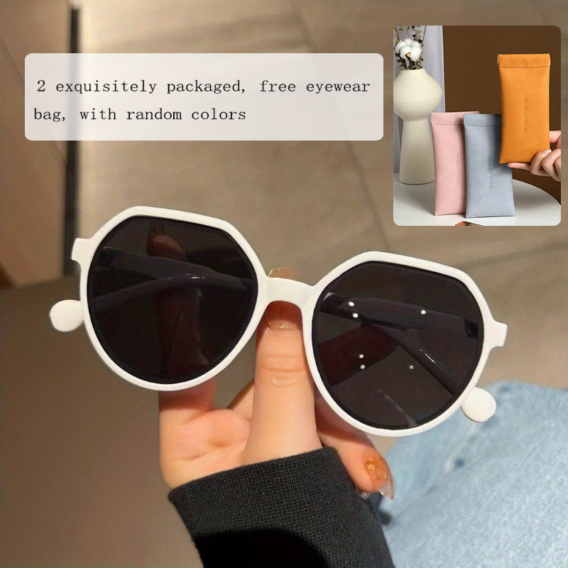 2 Pairs Retro Oval Fashion Sunglasses For Women Men Two Tone Anti