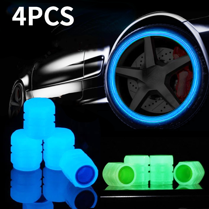 4pcs Bouchons de valve de pneu de voiture fluorescente