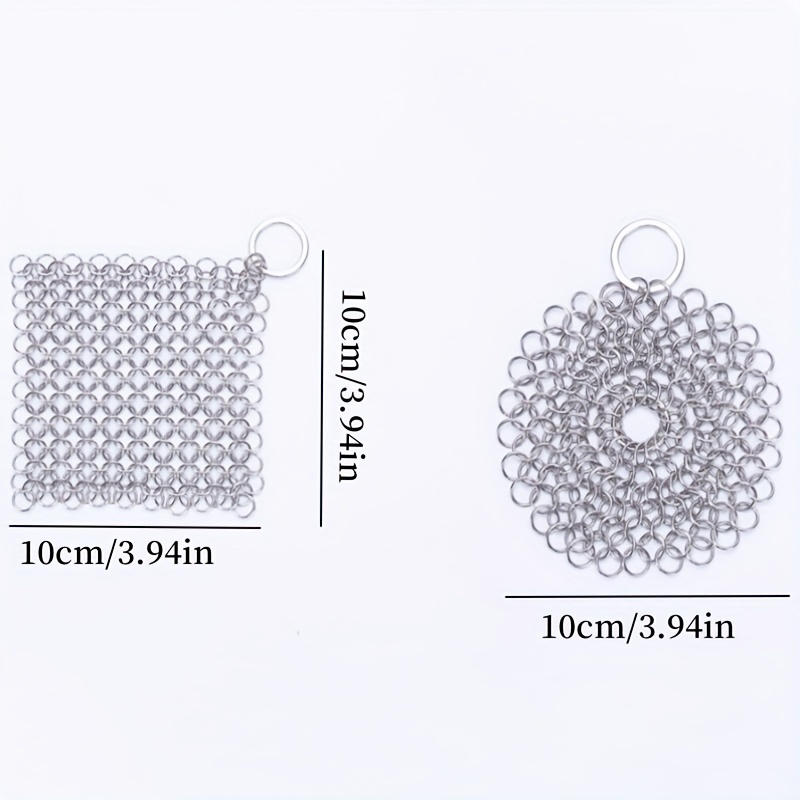 2pcs Premium 316 Stainless Steel Chainmail Scrubber Cast Iron