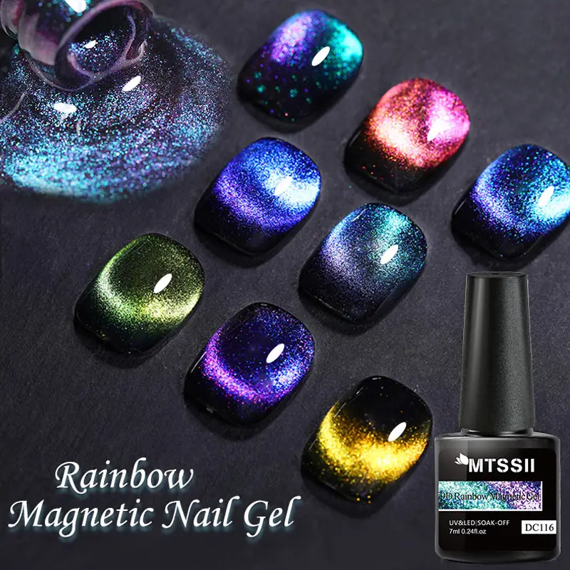 6 Colors 9d Holographic Broken Diamond Cat Magnetic Gel Nail - Temu