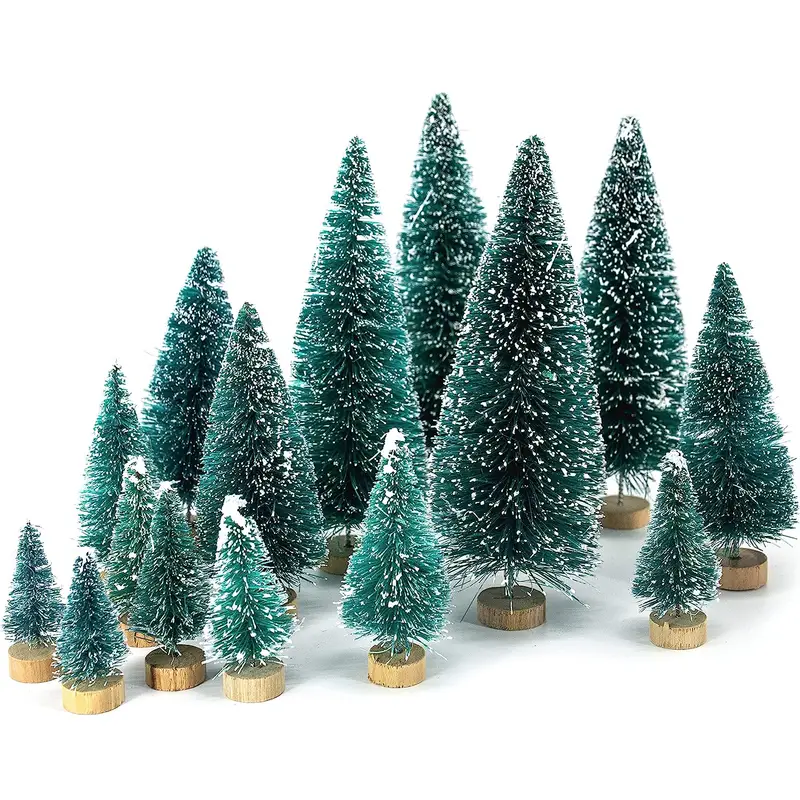 Mini Sisal Snow Frost Trees Bottle Brush Trees 5 Sizes - Temu