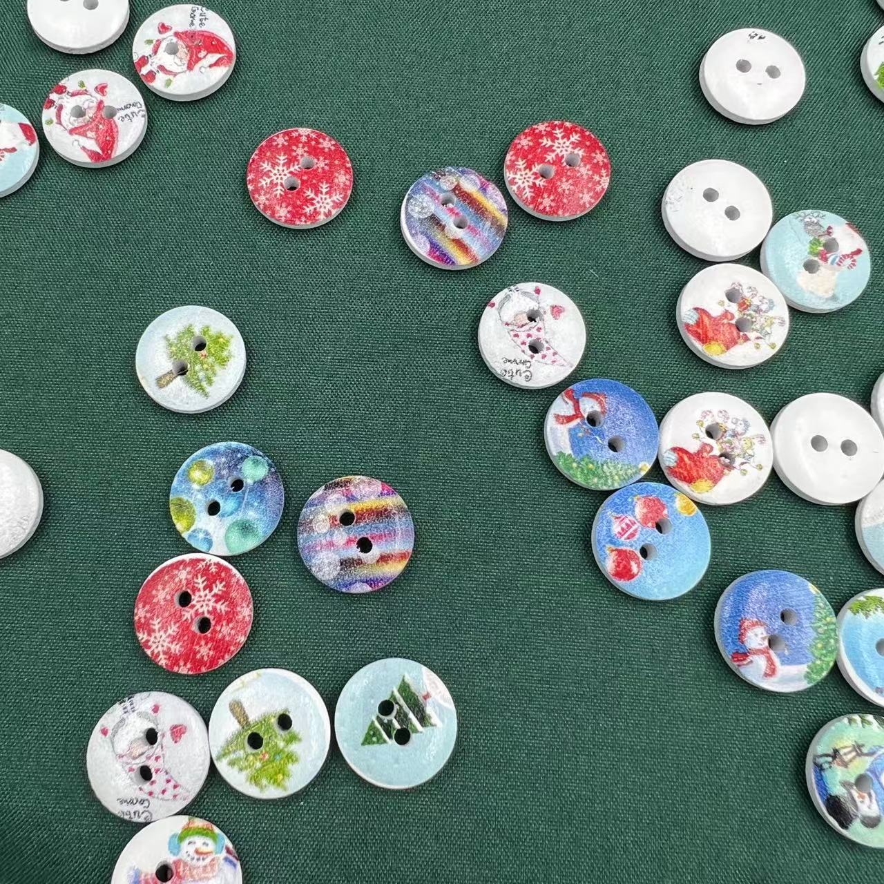Christmas Wooden Buttons Colorful Sewing Buttons Assorted - Temu