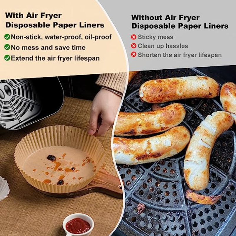 Air Fryer Disposable Paper Liner, Round Airfryer Parchment Sheets Liners  For Baking, Non-stick Oil-proof Filter