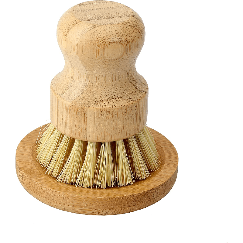 Bamboo Dish Scrub Brushes, Kitchen Wooden Cleaning Scrubbers Set