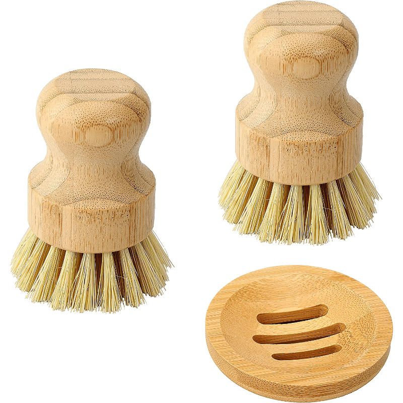 Bubble Up Bamboo Dish Brush Set with Soap Holder, Wooden Dish Scrubber with Soap  Dispenser, Natural Kitchen Scrub Brush, 
