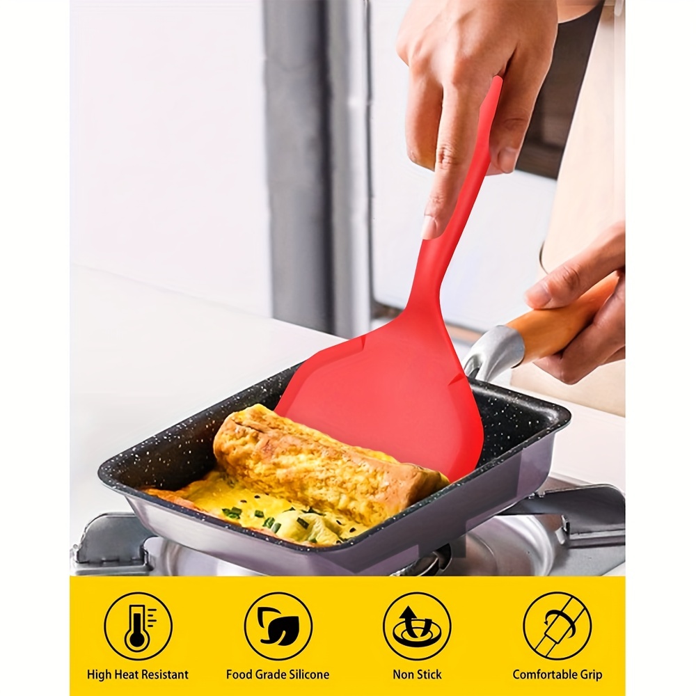 Wide Silicone Spatula Japanese Tamagoyaki Spatula With - Temu