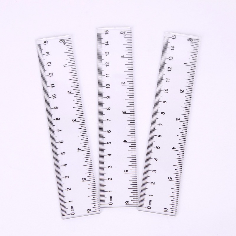 Plastic Transparent Straight Ruler 6 Inch 8 Inch 12 Inch Measuring