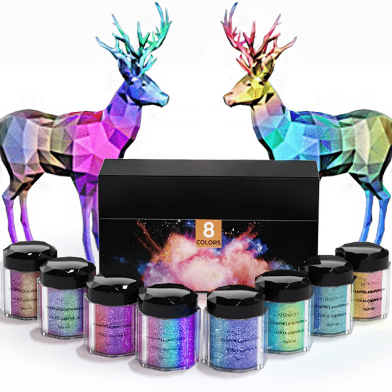 8 Colors Chameleon Mica Powder - Chrome Colors Shift Mica Powder