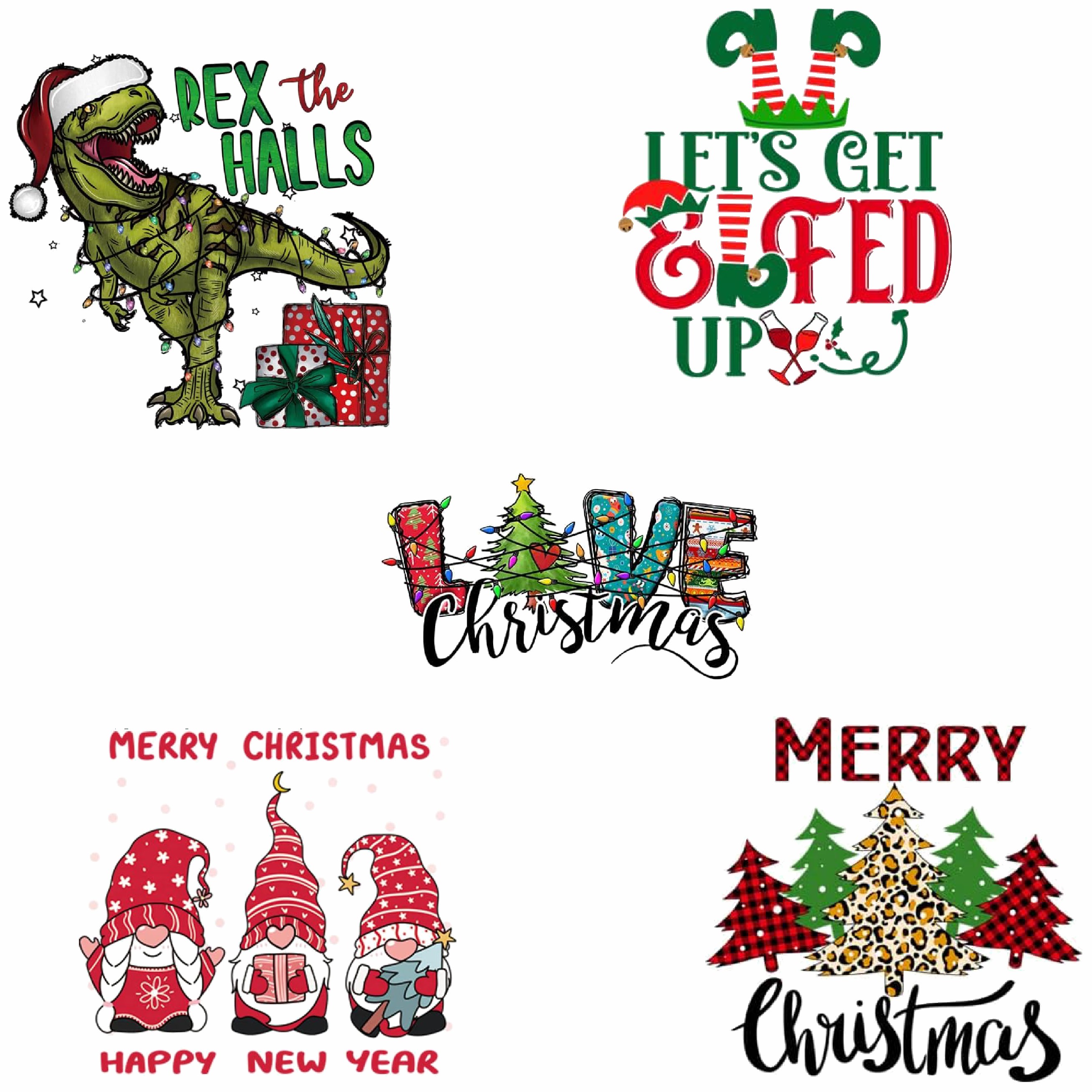 Christmas Iron on Decals 6Pcs Christmas Iron on Patches for Clothing,  Christmas Heat Transfer Stickers Iron on Santa Grinch Pattern for T-Shirts