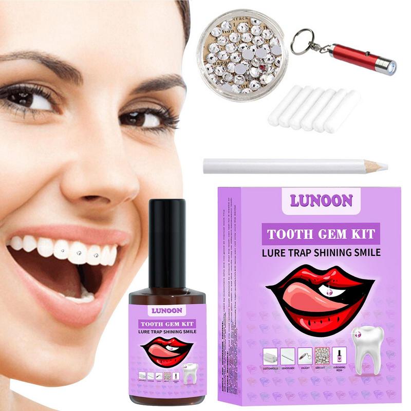 Tooth Gem Set Glue Kit with UV Curing Light Dental Orthodontic Adhesive  Jewelry Diamond Crystals Ornament