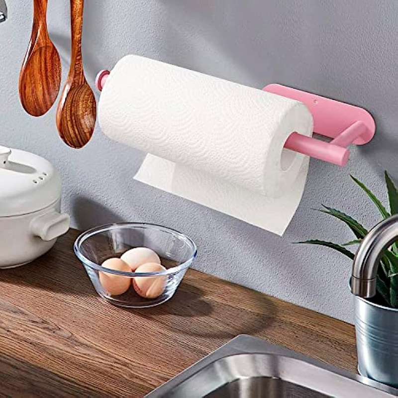 Paper Towel Holder - Self-Adhesive or Drilling, Wall-Mounted Paper Towel  Rack Matte Black, Kitchen Towel Rack Under Cabinet, Suitable for Pantry