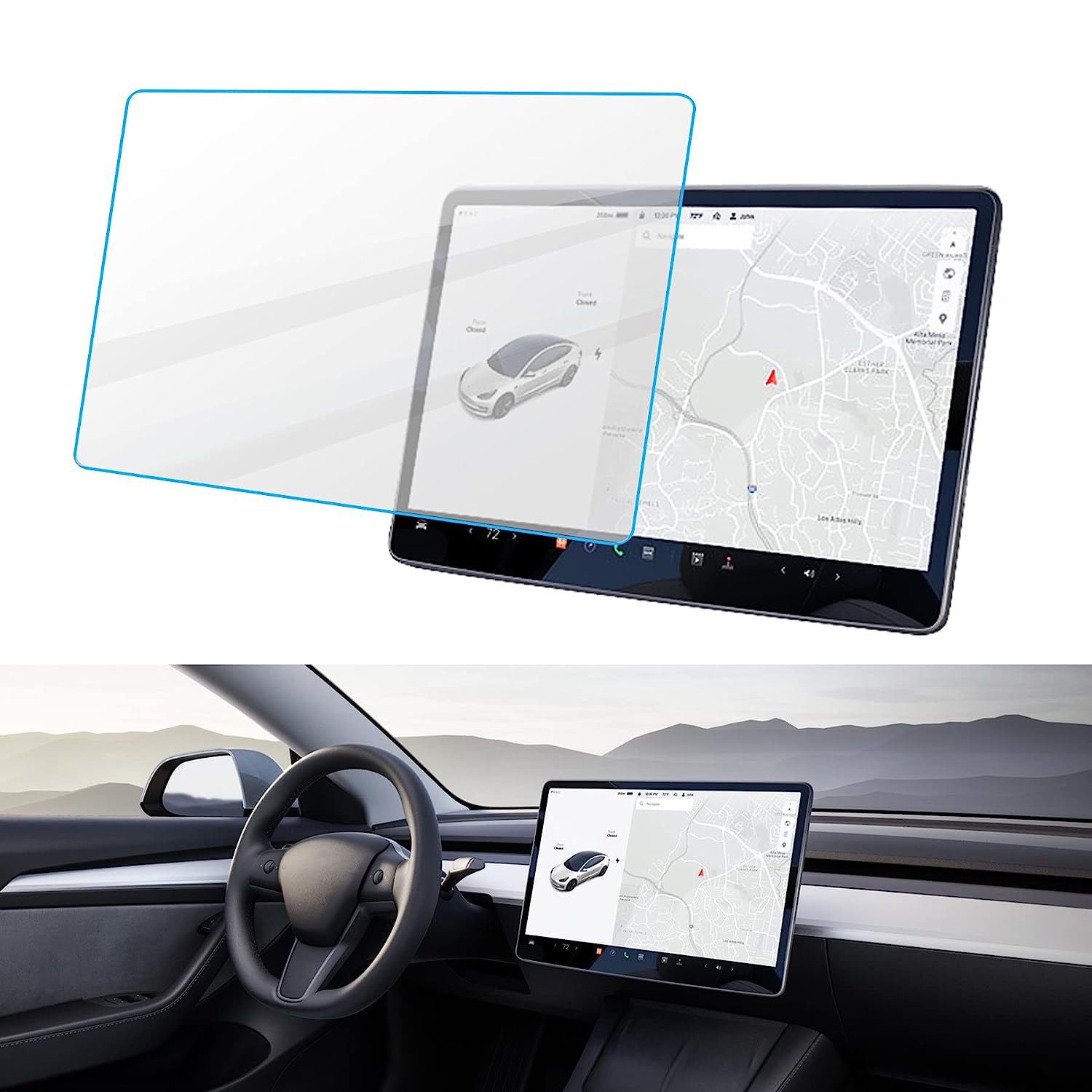 Tesla Model 3 2024 15-inch Touch Screen Protector Cover Model 3 Highland  8-inch Rear Row Display Tempered Glass HD Transparent