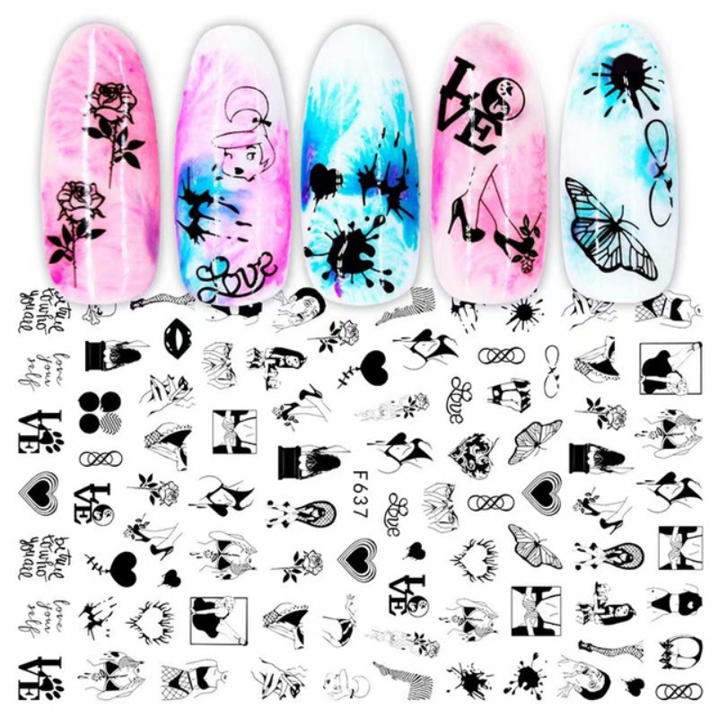 Heart Love Nail Art Stickers Self Adhesive Decals for DIY Nail Salons