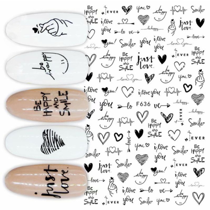 Heart Love Nail Art Stickers Self Adhesive Decals for DIY Nail Salons
