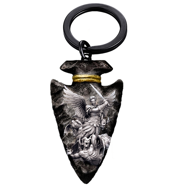 GRAPHICS & MORE Black Leather Blessed Halo On Black Keychain