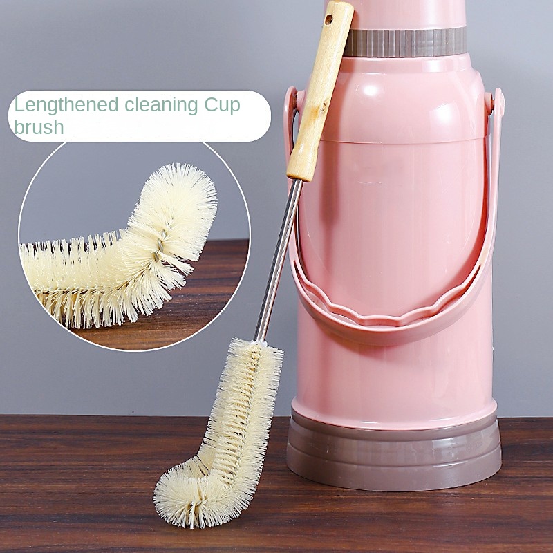 Household Wooden Bottle Cleaning Brush Extended Handle Cup Brush