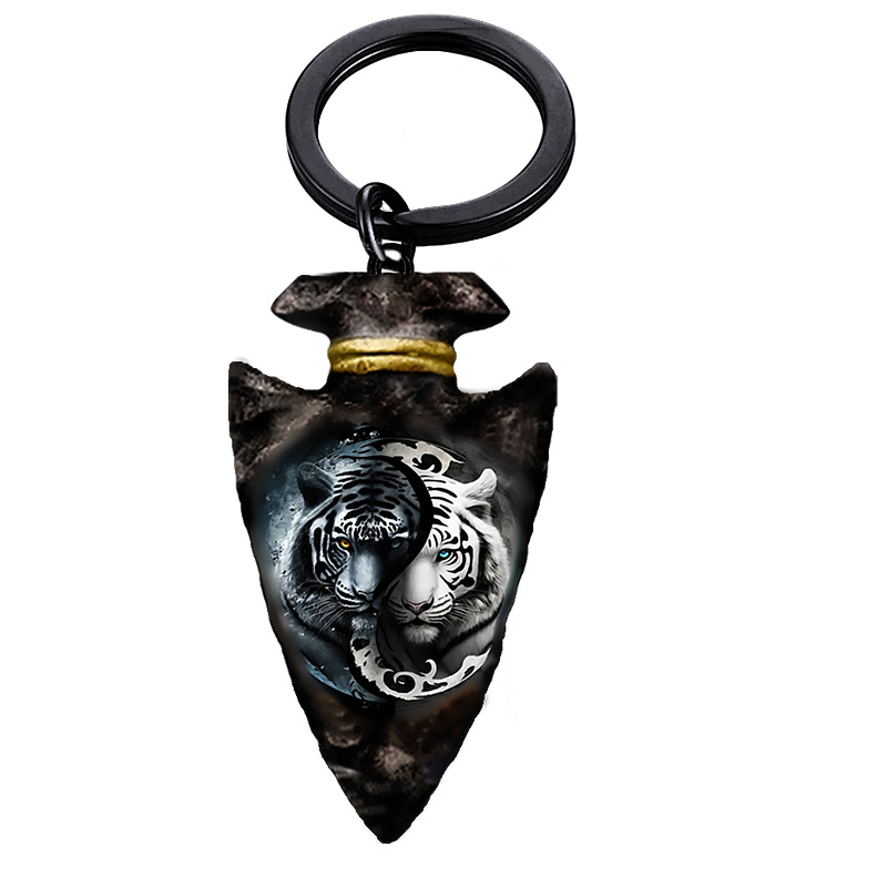 Creative Black And White Yin Yang Fu Keychain | Stainless Steel, Fashionable Triangle Pendant, Perfect Gift For On Party And Festivals