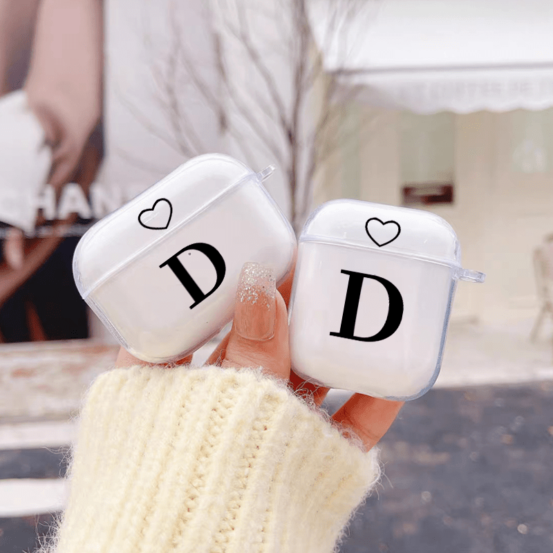 Letter D & Heart Graphic Earphone Case For Airpods1/2, Airpods3