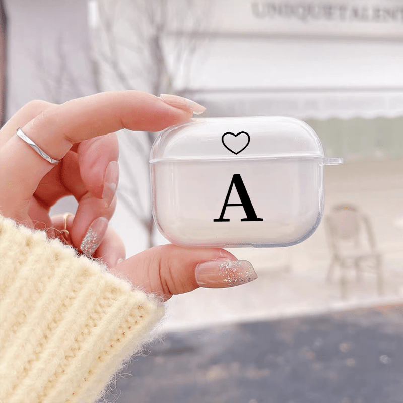 

Letter A & Heart Pattern Headphone Case For Airpods1/2, Airpods3, Airpods Pro, Airpods Pro (2nd Generation) Wireless Luxury Silicone Cover Soft Earphone Protective Cases Anti-fall Clear Case Gifts
