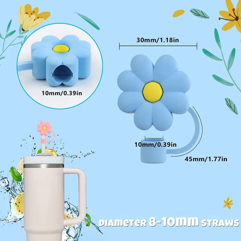 Cute Flowers Straw Covers Silicone Reusable Dust proof Straw - Temu