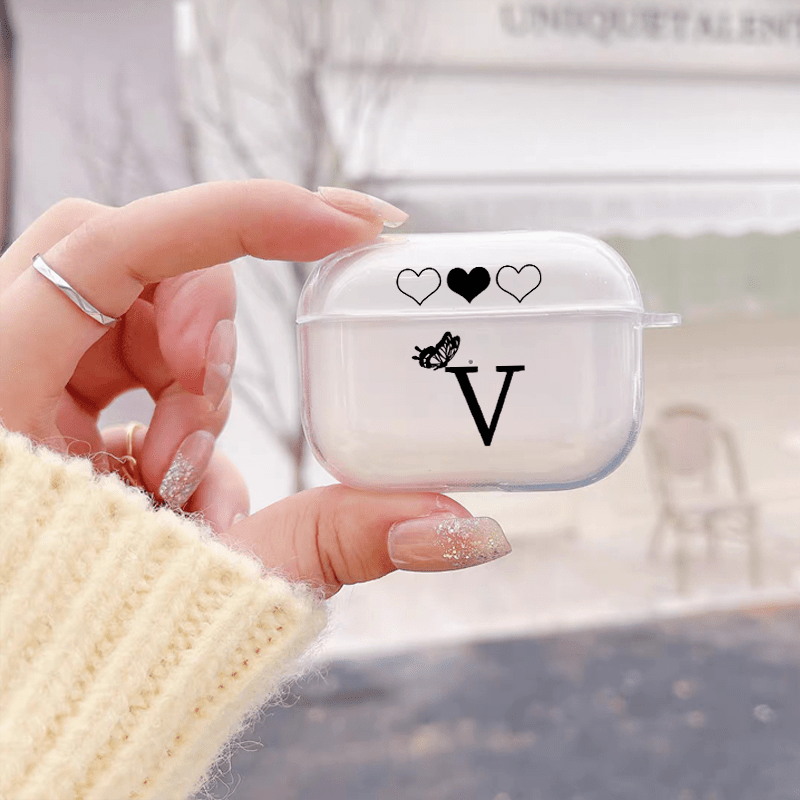 Letter V & Heart Graphic Pattern Headphone Clear Case For Airpods1/2,  Airpods3, Pro, Pro (2nd Generation), Gift For Birthday, Girlfriend,  Boyfriend, Friend Or Yourself, Transparent Anti-fall Silicon Headphone Case  - Temu Australia