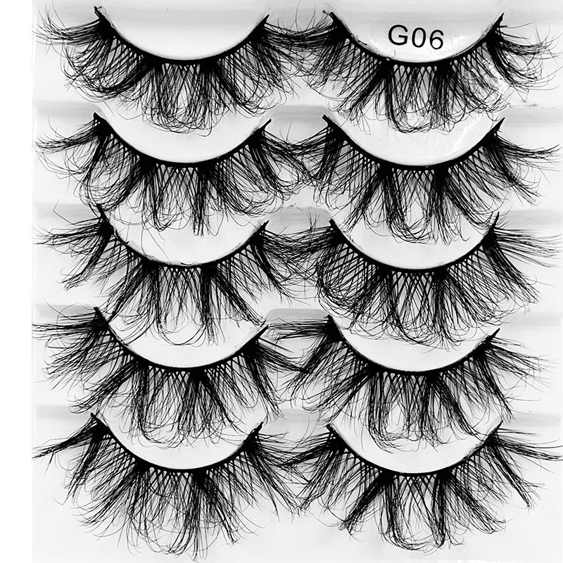 5 Pairs Fluffy Layer Cross Faux Mink Thick False Eyelashes
