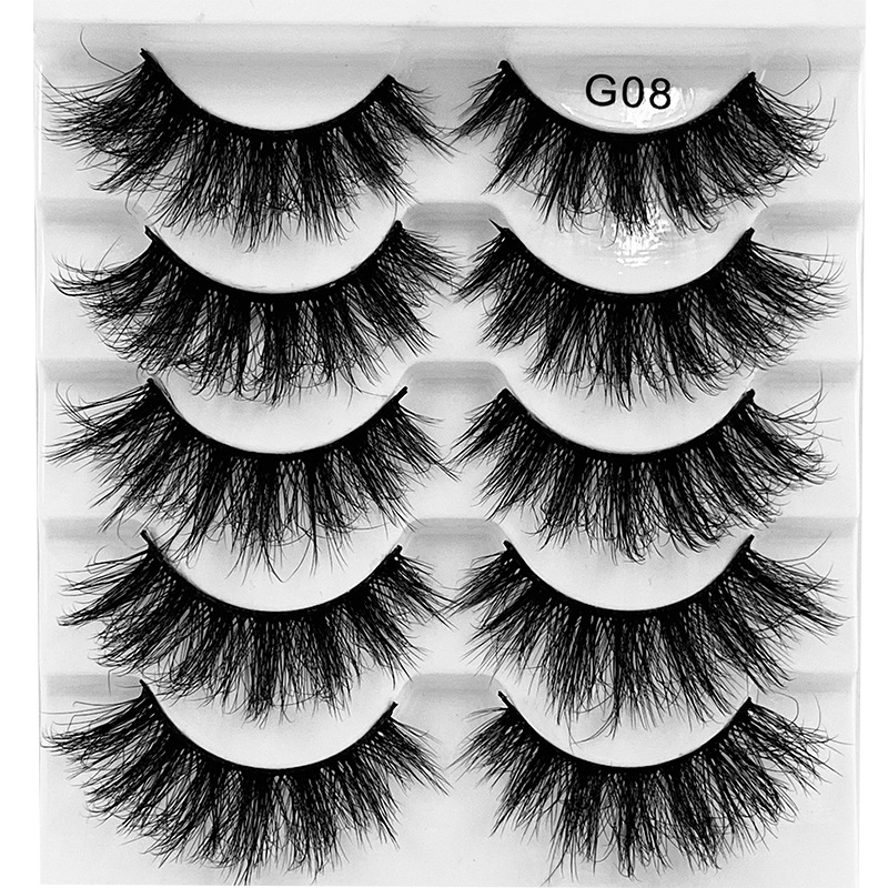 5 Pairs Fluffy Layer Cross Faux Mink Thick False Eyelashes